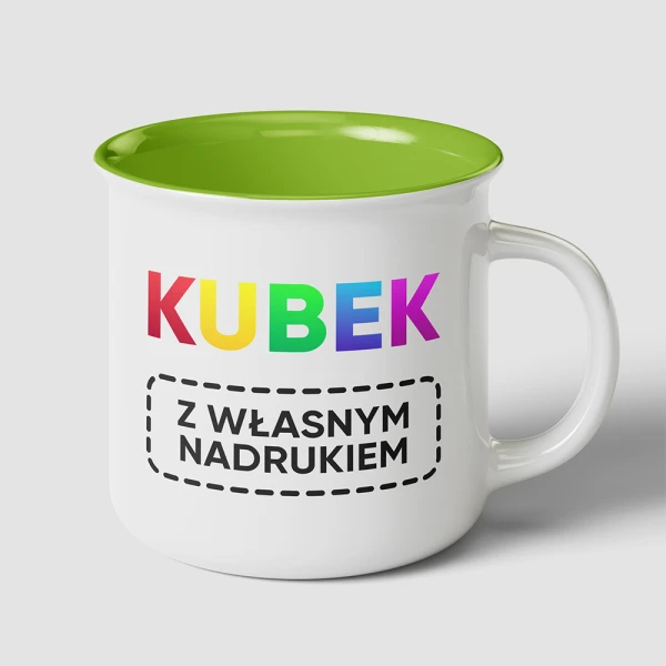 Kubek Retro Z Logo Firmy Zielony