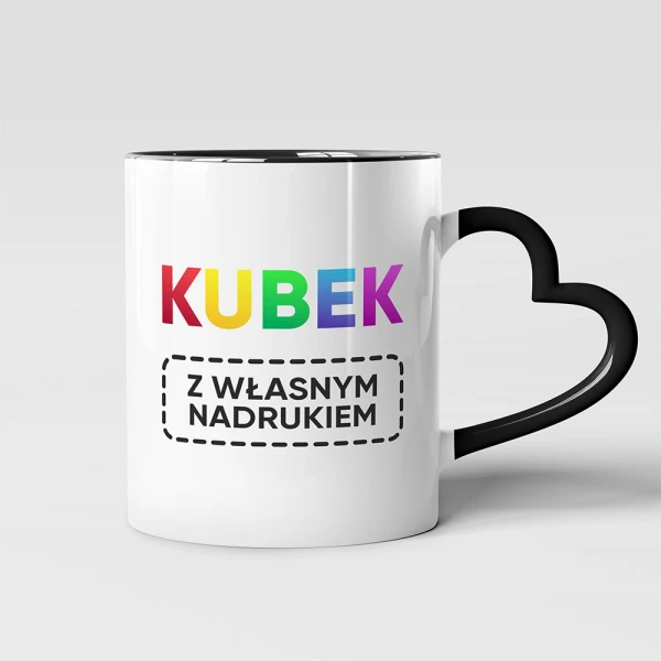 Kubek Czarny Serce Z Logo Firmy