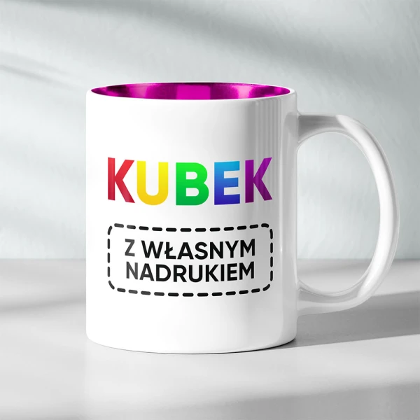 Kubek Z Logo Z Różowym Metalicznym Wnętrzem
