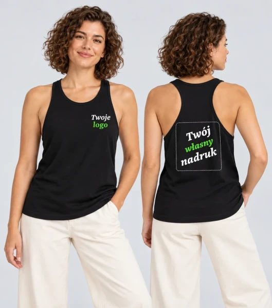 Top Unisex z Własnym Nadrukiem 150-155g - JHK Urban Beach — model: przód i tył