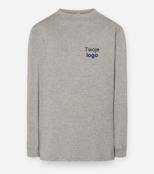 JHK TSRA170LS — grey melange — przód, logo na lewej piersi