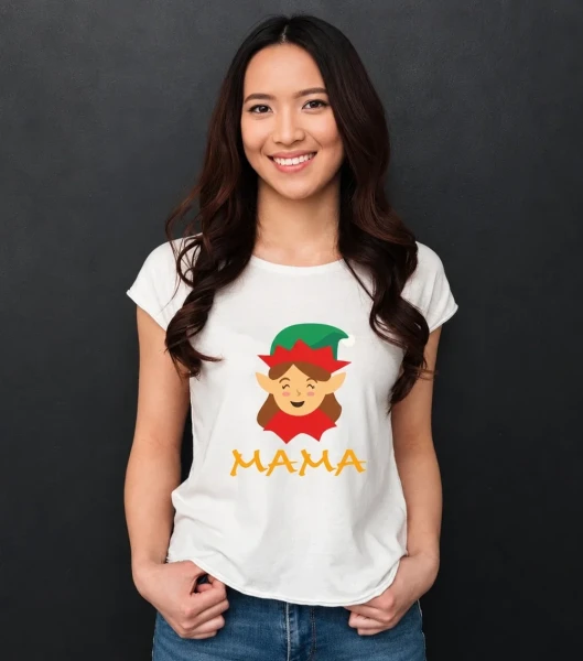 Koszulka Damska T-Shirt Świąteczna Dla Mamy — wariant biały