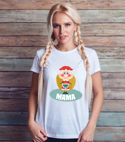 Koszulka Damska Świąteczna Mama na modelce — wariant biały