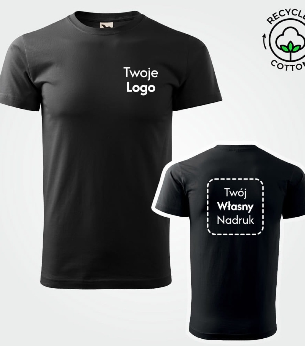 Koszulka Męska T-shirt z Własnym Nadrukiem 160g - Basic Recycled