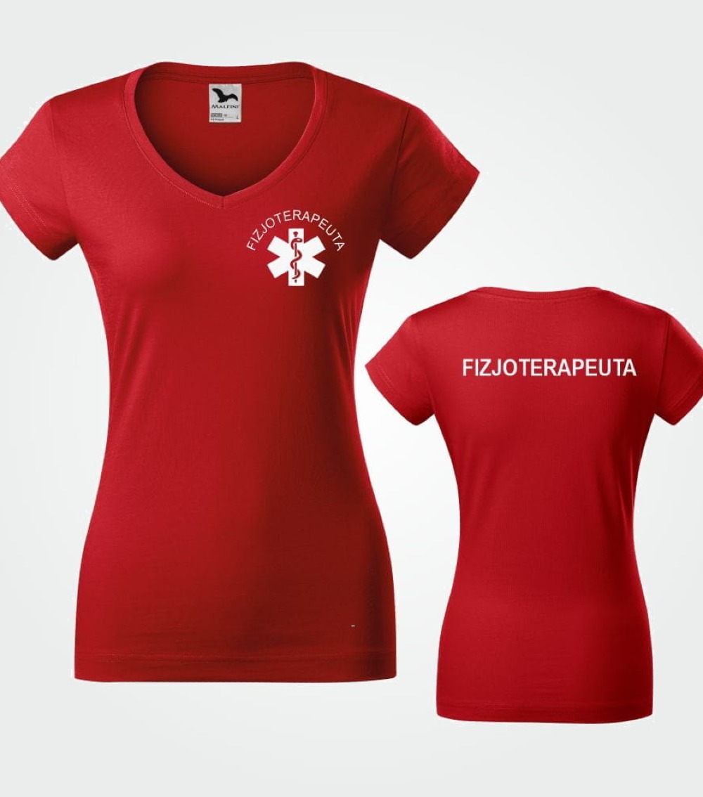 Koszulka V-neck Damska Fizjoterapeuta 180g - Fit V-neck