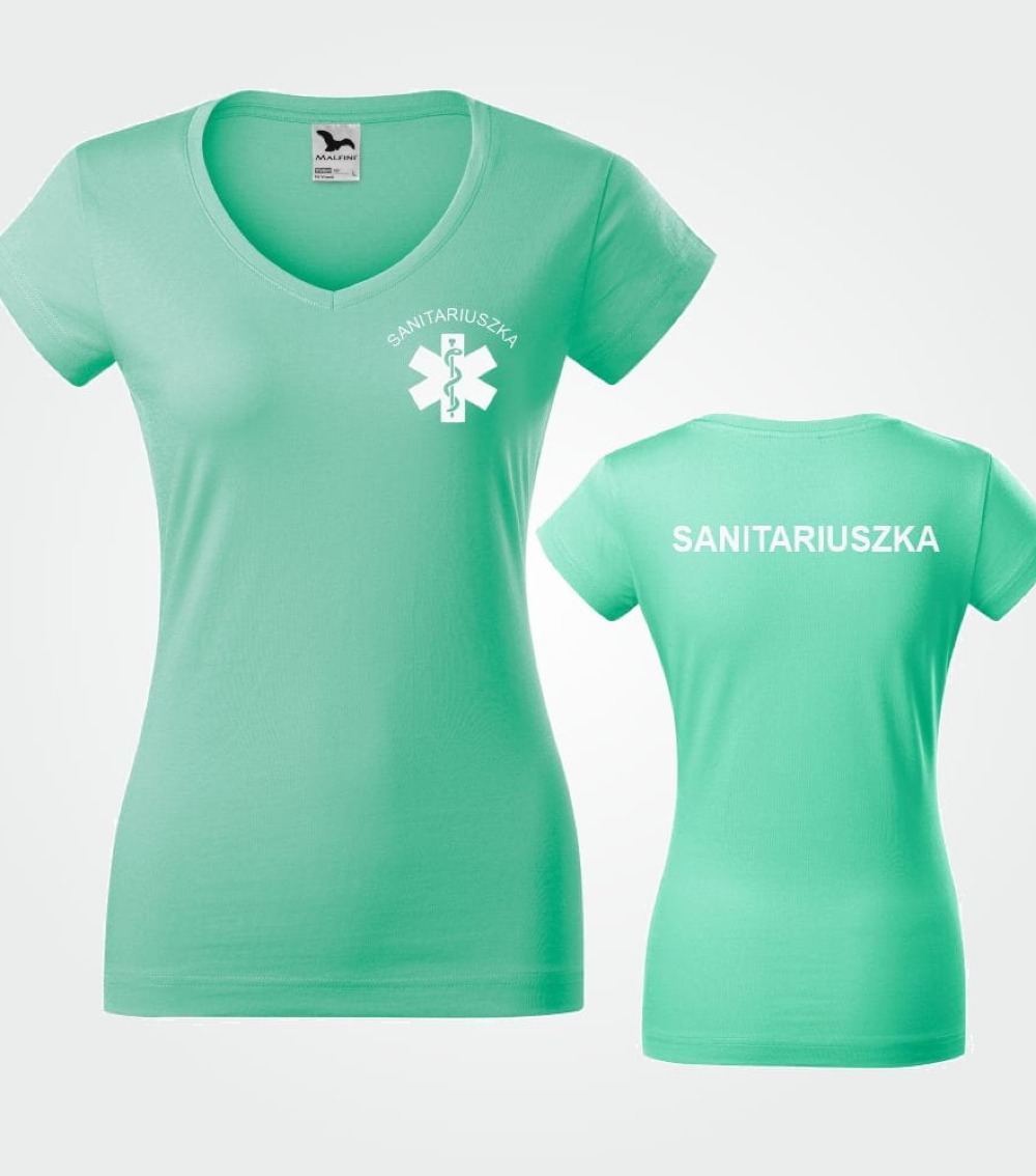 Koszulka V-neck Damska Sanitariuszka 180g - Fit V-neck
