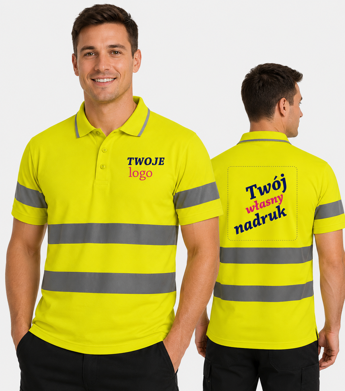 Koszulka Męska Polo z Własnym Nadrukiem 180g – Odblaskowa
